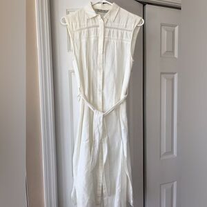 White Zara Sleeveless Shirt Dress